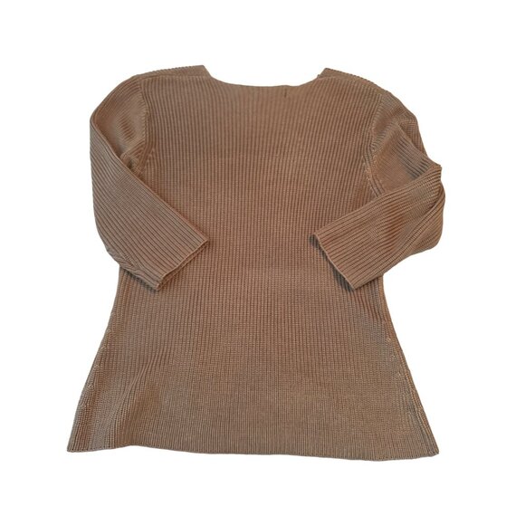 Authentic Salvatore Ferragamo Beige 100% Silk Knit V-Neck Sweater Made In Italy - Picture 4 of 5